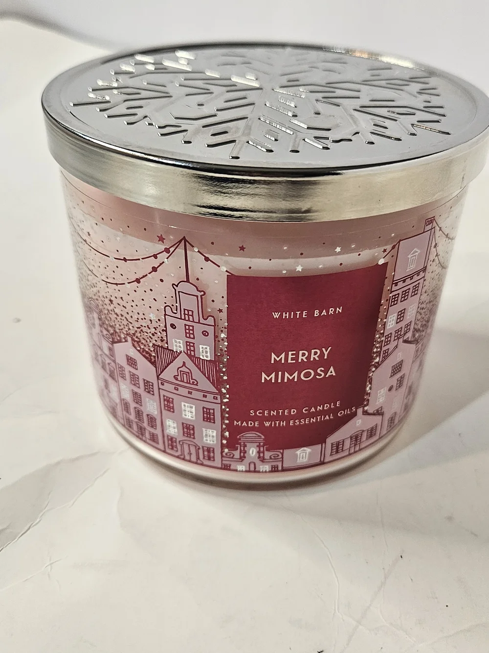Bath & Body Works Merry Mimosa 3 Wick Scented Candle - Pink